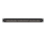 Lanberg patch panel 24 port 1U 19" CAT.7 ftp with cable organizer shielded black