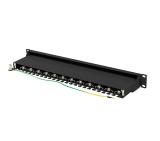 Lanberg patch panel 24 port 1U 19" CAT.7 ftp with cable organizer shielded black