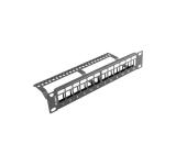 Lanberg patch panel blank 12 port 1U with organizer for keystone modules black