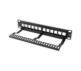 Lanberg patch panel blank 12 port 1U with organizer for keystone modules black