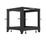 Lanberg open rack 19" 9U 600x600-1100 adjustable black