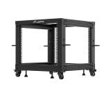 Lanberg open rack 19" 9U 600x600-1100 adjustable black