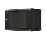 Lanberg rack cabinet 19" wall-mount 6U/540x350 (flat pack) with glass door black