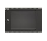 Lanberg rack cabinet 19" wall-mount 6U/540x350 (flat pack) with glass door black