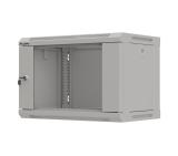 Lanberg rack cabinet 19" wall-mount 6U/540x350 (flat pack) with glass door grey