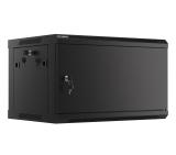 Lanberg rack cabinet 19" wall-mount 6U/600x450 for self-assembly with metal door black (flat pack)