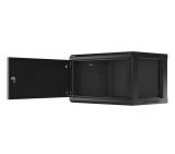 Lanberg rack cabinet 19" wall-mount 6U/600x450 for self-assembly with metal door black (flat pack)