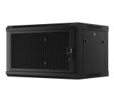 Lanberg rack cabinet 19" wall-mount 6U/600x450 with perforated door black (flat pack)