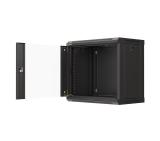 Lanberg rack cabinet 19" wall-mount 9U/540x350 (flat pack) with glass door black