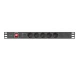 Lanberg power distribution unit (pdu) 19" 1U 16a 2m 5x schuko outlets black