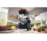 Bosch MFWS650B, SER6, Meat mincer - MultiPower 2100 W, Planetary gearbox, 3,5 kg/min, kebbe attachment, sausage attachment, fruit press attachment, reverse function, Black