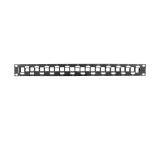 Lanberg patch panel blank 24 port 1U staggered with organizer for keystone modules, black