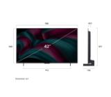 LG OLED42C51LA, 42" UHD OLED evo, 4K (3840 x 2160), DVB-C/T2/S2, Full Cinema Screnn, Alpha 9 AI 4K Gen8, 120Hz Native (VRR 144Hz), ThinQ AI, HDR10, VRR, NVIDIA G-SYNC, AMD FreeSync, Dolby Vision, Dolby Atmos, Wi-Fi 6, Bluetooth, HDMI, USB, Airplay 2, IC
