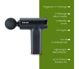 Beurer MG 89 MASSAGE GUN CompactPower, Quiet, lightweight & handy deep tissue massager, 5 intensity levels, 3 massage attachments, Up to 4h battery life with LED display