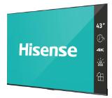 Hisense Digital Signage 43" DP series, 16/7. 4k, DLED, 60Hz, 350 nit, 1200:1, 8 ms, WiFi, BT 5.1, LAN, Android 9, VESA 300x300, Anti-glare, Black