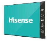 Hisense Digital Signage 75" DP series, 16/7. 4k, DLED, 60Hz, 350 nit, 1200:1, 8 ms, WiFi, BT 5.1, LAN, Android 9, VESA 600x400 , Anti-glare, Black