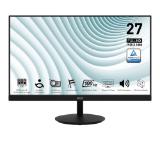 MSI PRO MP271A, 27", 1ms, 100Hz, IPS, 1920x1080 (FHD), 16:9, FLAT, Display Kit App, Adaptive-Sync, EyesErgo, Less Blue Light, 108% SRGB, AG, 300 nits, 1000:1, DP(1.2a), HDMI 1.4b, VGA, Line-in, Speakers 2x2W, Tilt, VESA, Black, 3.9kg
