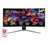 MSI MPG 341CQPX QD-OLED, 34.18", 0.03ms, 240Hz, 3440x1440(UWQHD), 21:9, CURVE 1800R, AR, FreeSync Premium Pro, CLEARMR 13000, HDR True Black 400, 1000 nits, 3000:1, DCR 150M:1, DP(1.4a), 2xHDMI 2.1, TypeC DP w/PD(98W), USB hub, Heigh Adj., Black, 8.8kg