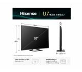 Hisense 55" U7Q, 4K Ultra HD 3840x2160, ULED, FALD, Quantum Dot, 144Hz, IPS, HDR 10+, HLG, Dolby Vision IQ, Dolby Atmos, Smart TV, WiFi 5GHz, WiFi Direct, BT, Anyview Cast, 4xHDMI, 2xUSB, LAN, CI+, DVB-T2/C/S2, Black