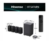 Hisense HT Saturn, 4.1.2Ch Sound Bar with Wireless Subwoofer, 720W, Dolby Atmos, Tuned by Devialet , DTS:X,Quad Satellite Speakers , Black