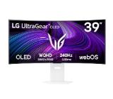 LG 39GX90SA-W, 39", OLED UltraGear 21:9 Curved Smart, IPS 0.03 ms, WQHD (3440x1440), 240Hz, HDR 10, 1500000:1, 250 cd/m2, DCI-P3 98.5%, USB 3.0, VRR, Free-sync, G-Sync, USB-C, PD 65W, HDMI, DP, PBP, Speakers, LG Switch, Height, Swivel, Tilt, White