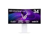 LG 34GX90SA-W, 34", OLED UltraGear 21:9 Curved Smart, IPS 0.03 ms, WQHD (3440x1440), 240Hz, HDR 10, 1500000:1, 250 cd/m2, DCI-P3 98.5%, USB 3.0, VRR, Free-sync, G-Sync, USB-C, PD 65W, HDMI, DP, PBP, Speakers, LG Switch, Height, Swivel, Tilt, White