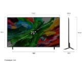 LG 75QNED85A3C, 75" 4K QNED HDR Smart TV, 3840x2160, 120Hz Native (VRR 144Hz), DVB-T2/C/S2, ?8 AI, HDR 10 PRO, webOS 25 ThinQ, 4K Upscaling, WiFi 6, Dolby Vision, FreeSync, Google Cast, Bluetooth 5.3, AirPlay 2, LAN, CI, HDMI, SPDIF, 2 pole Stand
