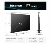 Hisense 50" E7Q, 4K Ultra HD 3840x2160, QLED, Quantum Dot, HDR 10+, HLG, Dolby Vision, DTS Virtual X, Smart TV, WiFi, Light Sensor, BT, Anyview Cast, 3xHDMI, 2xUSB, LAN, CI+, DVB-T2/C/S2, Black