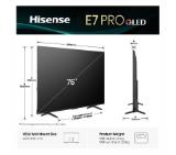 Hisense 75" E7Q Pro, 4K Ultra HD 3840x2160, QLED, Quantum Dot, 144Hz, HDR 10+ adaptive, HLG, Dolby Vision, Hi-Concerto,Dolby Vision Atmos, Smart TV, WiFi 5GHz, WiFi Direct,Light Sensor, BT, Anyview Cast, 4xHDMI, 2xUSB, LAN, CI+, DVB-T2/C/S2, Black