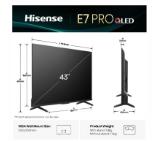 Hisense 43" E7Q Pro, 4K Ultra HD 3840x2160, QLED, Quantum Dot, 144Hz, HDR 10+ adaptive, HLG, Dolby Vision, DTS Virtual X, Smart TV, WiFi 5GHz, WiFi Direct, BT, Anyview Cast, 3xHDMI, 2xUSB, LAN, CI+, DVB-T2/C/S2, Black