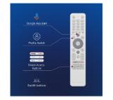 Thomson 43" UHD Google TV; 3840 x 2160 (4K UHD), 5000:1, DLED, 60 Hz, Dolby Audio, Google Cast, DVB-T/T2/C/S/S2, HDR10,  Wi-Fi, Bluetooth, LAN, HDMI 2 (2.0) + 2 (2.1), USB 2 (2.0) + 1 (3.0), AV IN, Hotel mode, Side Feet, White