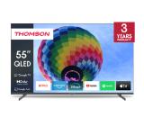 Thomson 55" QLED Google TV; 3840 x 2160 (4K UHD), QLED, 60 Hz, DVB-T/T2/C/S/S2, HDR10, Wi-Fi, Bluetooth, LAN, HDMI 2 (2.0) + 2 (2.1), USB 2 (2.0) + 1 (3.0), Side Feet, Dark gray