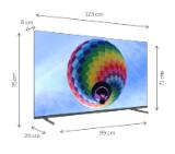 Thomson 55" QLED Google TV; 3840 x 2160 (4K UHD), QLED, 60 Hz, DVB-T/T2/C/S/S2, HDR10, Wi-Fi, Bluetooth, LAN, HDMI 2 (2.0) + 2 (2.1), USB 2 (2.0) + 1 (3.0), Side Feet, Dark gray