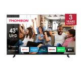 Thomson 43" UHD Google TV; 3840 x 2160 (4K UHD), 5000:1, DLED, 60 Hz, Dolby Audio, Google Cast, DVB-T/T2/C/S/S2, HDR10,  Wi-Fi, Bluetooth, LAN, HDMI 2 (2.0) + 2 (2.1), USB 2 (2.0) + 1 (3.0), AV IN, Side Feet, Black
