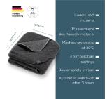 Beurer HD 65 Dark Grey Heated Overblanket; Soft and cuddly surface; 3 temperature;auto switch-off 3 hours; removable switch; washable at 30°, Oko-Tex 100; 180(L)x130(W)cm