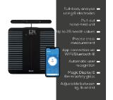 Beurer BF 990 WIFI/Bluetooth 8-electrode diagnostic bathroom scale with extendable handpiece for full body analysis; 5 activity levels; 8 user memories; 180 kg