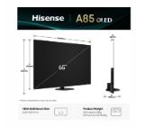Hisense 65" A85Q, 4K UHD OLED Smart TV, 120Hz, 1000 nits,HDMI 2.1, Game Mode Pro, AMD FreeSync Premium, Dolby Vision IQ & Atmos, Bluetooth, Alexa Built-in, Black