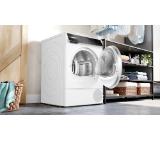 Bosch WQB246CNBY, SER8, Tumble dryer with heat pump 9kg B / B cond. 58dB, selfCleaning Condenser, drain set, Twin Rotary compressor, Reverse tumble action, Iron Assist, interior light, HC, reveresible chrome-blackgrey door