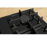 Bosch PNK6B6K40, SER4, Gas hob, 4 zones, Wok burner, 9 power levels, FlameSelect new, Easy cleaning, metal knobs, black, 60cm