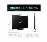 Hisense 85"U7Q Pro, 4K Ultra HD 3840x2160, ULED, FALD, Quantum Dot, 165Hz, IPS, HDR 10+, HLG, Dolby Vision IQ, Dolby Atmos, Smart TV, WiFi 5GHz, WiFi Direct, BT, Anyview Cast,light sensor,Solar Powered Remote, 4xHDMI, 2xUSB, LAN, CI+, DVB-T2/C/S2, Black