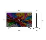 LG 75QNED92A6A, 75" 4K QNED MiniLED evo HDR Smart TV, 100Hz, 3840x2160, DVB-T2/C/S2, Alpha 8 AI Processor 4K, HDR 10, webOS 25 ThinQ, FreeSync, VRR 144Hz, Multi View, 4K Upscaling, Wi-Fi 6, Voice Controll, BT 5.3, AirPlay 2, CI, HDMI eARC, SPDIF, Silver