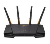Asus Gaming Wireless Router, TUF Gaming AX3000 V2, AX3000, Dual-Band, Quad-Core 1.7GHz CPU, 256MB/512MB Flash/RAM, 2.5G port, AiProtection Pro, Adaptive QoS, VPN Fusion, IPTV, OFDMA, Beamforming, Link Aggregation, Port forwarding, Game Boost, AiMesh