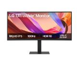 LG 34U650A-B, 34" UltraWide  21:9, IPS, Curved, 100 Hz, 5ms, 1000:1, 300cd/m2, WQHD 3440x 1440, sRGB 99%, HDR 10, HDMI, DisplayPort, USB-C, PD- 96 W, DP, Reader mode, Dynamic Action Sync, PIP, PBP, Tilt, Height (Range), Pivot, Speacers 2x7W, LG Switch, B