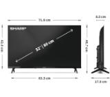 Sharp 32HA1205E, 32" LED HD 1366x768 HD Frameless, 100 000:1, DVB-T/T2/C/S/S2, Active Motion 100, Speaker 2x8W, Dolby Digital, CI+, 3xHDMI (ARC/CEC), 2xUSB, LAN, Video/Audio input (3 x RCA), Hotel Mode, E, 2 pole Stand