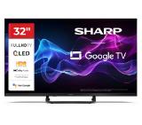 Sharp 32HF3865E, 32" QLED Google TV, FHD 1920x1080 Frameless, 1 000 000:1, DVB-T/T2/C/S/S2, HDR10, Speaker 2x8W, Dolby Digital, Google Cast, 3xHDMI (ARC/CEC), CI+, 3.5mm Headphone jack / line-out, lan, 2xUSB, Wi-Fi, Bluetooth, Mini Composite, E, Stand