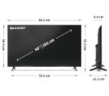 Sharp 40HF2265E, 40" LED GOOGLE TV, FHD 1920 x 1080, Frameless, 1 000 000:1, DVB-T/T2/C/S/S2, Speaker 2x8W, Dolby Digital, HDR10, Google Assistant, Google Cast, 3xHDMI (ARC/CEC)I, 3.5mm Headphone jack / line-out, USB, Wi-Fi, Bluetooth, LAN, CI+, Mini Com