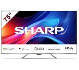 Sharp 75GP7265E, 75" QLED Google TV, 4K Ultra HD 3840x2160 Frameless, AQUOS, DVB-T/T2/C/S/S2, Active Motion 1200, HDR10, Dolby Atmos, Dolby Vision, Google Assistant, HARMAN/KARDON, Chromecast Built-in, HDMI 2.1 with eARC, Aluminium finish, USB, Wi-Fi, Bl