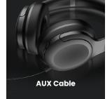 HiFuture FutureTour Black, Active Noise Canceling, 25-Hour Playtime, Memory Protein Foam Cover, Crystal-Clear Call, Wireless 5.2, AUX Cable
