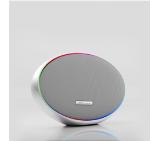 HiFuture ORBIT Silver, 80W Output (Max.power), Built-in Powerful DSP with DynaBoost Technology, Pair to Stereo Sound System (TWS Mode), Wireless 5.4, Orbit Lighting, Aluminum Elegance, Up to 8 Hours Playtime, Support Extension Media Player, Connection: US