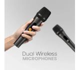 HiFuture MusicBox200 Black, 100W Output, Karaoke Enable, Two Wireless Microphone, 12000mAh Battery (Support Power Bank), RGB Lighting, Pair to Play (TWS Mode), Bluetooth 5.3